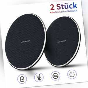 2x Wireless Charger Qi Ladegerät Induktive Ladestation Kabellos iPhone Samsung