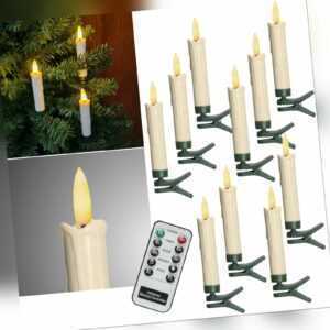 LED Christbaum-Kerzen creme 3D-Flamme mit Fernbedienung TIMER kabellos Batterie