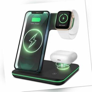 3In1 Qi Wireless Charger Ladestation Ladegerät für Apple Watch Air Pods iPhone