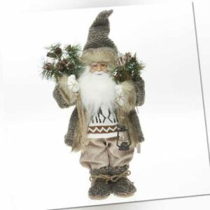62cm Weihnachtsmann Deko Figur LED Santa Claus Nikolaus Weihnachtsdeko Zapfen