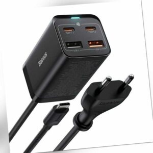 Baseus USB C Ladegerä 65W PD GaN Schnell Ladestation 4in1 Desktop Netzteil Kabel