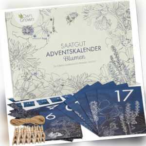 Blumen Saatgut Adventskalender 2022 mit 24 Sorten Premium Blumensamen, OwnGrown