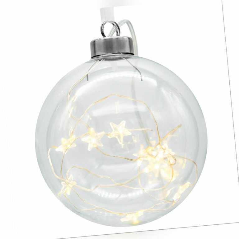 Casaria Weihnachtskugel Christbaumkugel Glas mit LEDs Timer Dekokugel Glaskugel