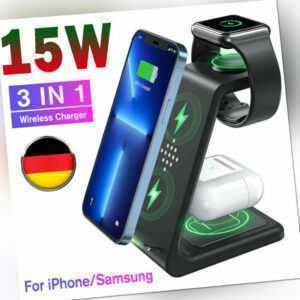 Wireless Charger Ladegerät Induktive Ladestation 3 in 1Iphone Samsung NEU