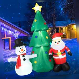 185cm Weihnacht Deko Weihnachtsbaum Weihnachtsmann Figur aufblasbar mit LED