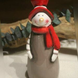 Schneemann aus Keramik, H 18 cm, Winter/Weihnachtsdeko Schneemann