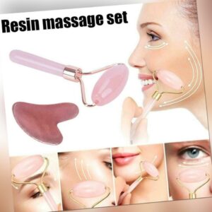 Rose Quartz Resin Roller Gua Sha Face Body Therapy Massager Stones Beauty 2022