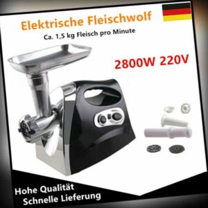 2800W Elektrischer Fleischwolf Wurstfüller Zerkleiner Wurstmaschine Edelstahl