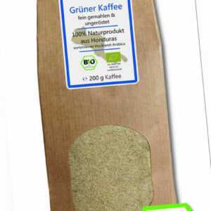 Grüner Kaffee Bio - FEIN GEMAHLEN 200g (veganer Rohkaffee z. B. für Smoothies)
