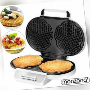Waffeleisen Waffelautomat Waffelmaker klassische Herzform Doppelwaffeleisen weiß