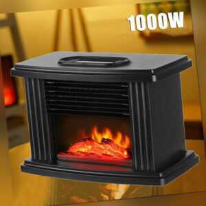 1000W Elektrokamin Heizung Heizlüfter Fernbedienung Heizgebläse Flammen Heizer