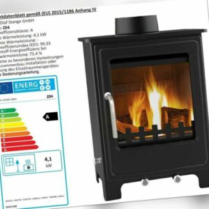 EEK A Kleiner Kaminofen Z04, externe Zuluft, Holz&Kohle + dauerbrandf. – 4,1 kW