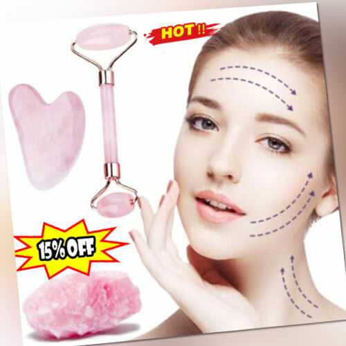 Rose Quartz Resin Roller Gua Sha Face Body Therapy Massager Stones Beauty Neu