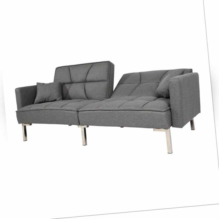 Schlafsofa HWC-K65, Schlafcouch Sofa Gästebett, Schlaffunktion Liege, Stoff grau