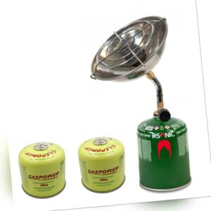 2in1 Tragbare Gasheizung Camping Butan Gas Kocher Zeltheizung +2 Gaskartuschen