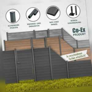 TOMI WPC COEX Sichtschutzzaun Premium Line Windschutz Gartenzaun Zaun Anthrazit