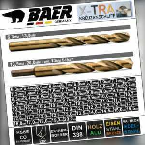 Spiralbohrer Baer HSSE / CO Metallbohrer Set Cobalt Bohrer Edelstahlbohrer Satz