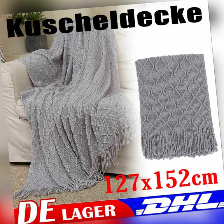 Strickdecke Kuscheldecke Kaschmir-Textur Gestrickte Tagesdecke