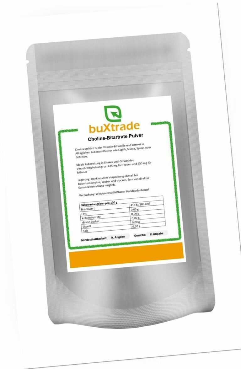 Choline Bitartrate Pulver | Non-GMO | Cholin | Vitamin B4 | verschiedene Größen