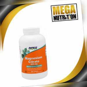 NOW Foods Magnesiumcitrat 200 mg 250 Tabletten | Herz-Kreislauf-Nervensystem