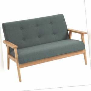2 Sitzer Sofa Doppelsofa Polsterung Loveseat kompakt Leinen Grau