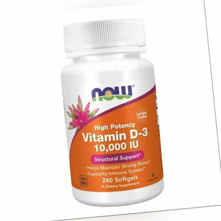 NOW FOODS Vitamin D3 10.000 IE - 240 Softgels Kapseln 10000 IE