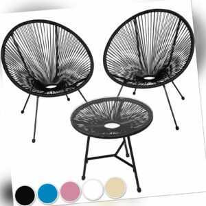 2er Set Acapulco Stuhl mit Tisch Gartenstuhl Gartensessel Retro Lounge Outdoor