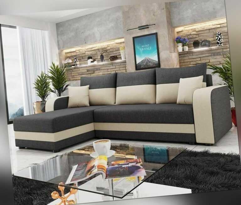 Ecksofa Hewlet Bis mit Schlaffunktion und Bettkasten Sofa Couchgarnitur M24