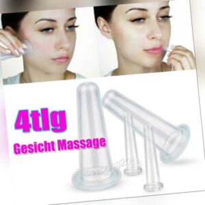 4x Gesicht Schröpfen Silikon Schröpfgläser Vakuum Schröpfkopf Massage Cups