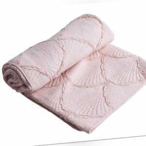 Patchwork Wohndecke Shabby Sofadecke Quilt Rosa Fächer Tagesdecke