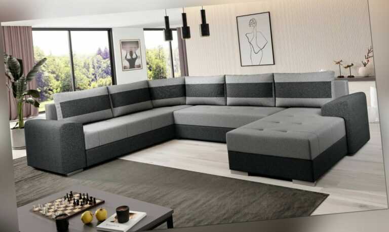 Sofa Couch Garnitur Sofagarnitur CHIEF U mit Schlaffunktion Wohnlandschaft NEU