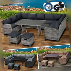 BRAST Poly Rattan Sitzgarnitur Family Gartenmöbel Essgruppe Lounge Sitzgruppe