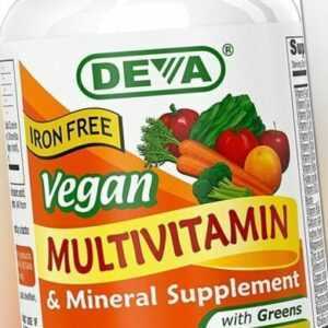 Deva, Vegan Multivitamin & Mineral Supplement (Iron Free), 90 Veg. Tabletten