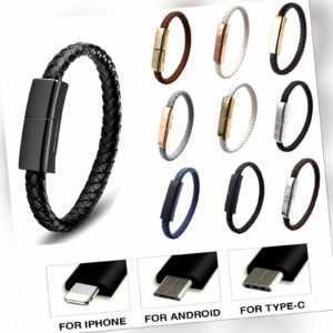 USB ARMBAND Leder Ladekabel Datenkabel Lade Kabel iPhone / Android Micro / Typ C