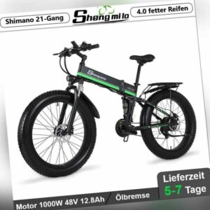 Klappbares Elektrofahrrad 26 Zoll E-Mountainbike E-Bike 1000W E-Faltrad Fatbike