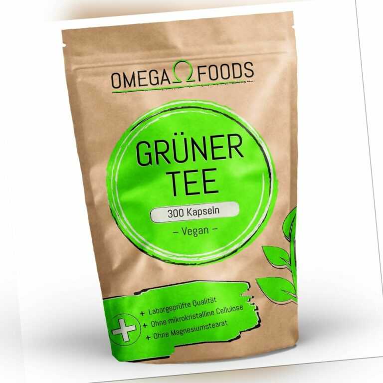 Grüner Tee Kapseln - 1.000mg pro Tagesdosierung - 300 Kapseln - Grüntee Extrakt