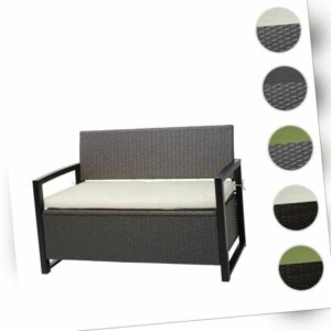 Poly-Rattan 2er Sitzbank HWC-F39, Gartenbank Truhe, Staufach Aufbewahrung