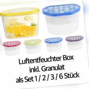 Luftentfeuchter Set 1 - 6 Stück mit Duft Granulat Raum Entfeuchter Trockner 230g