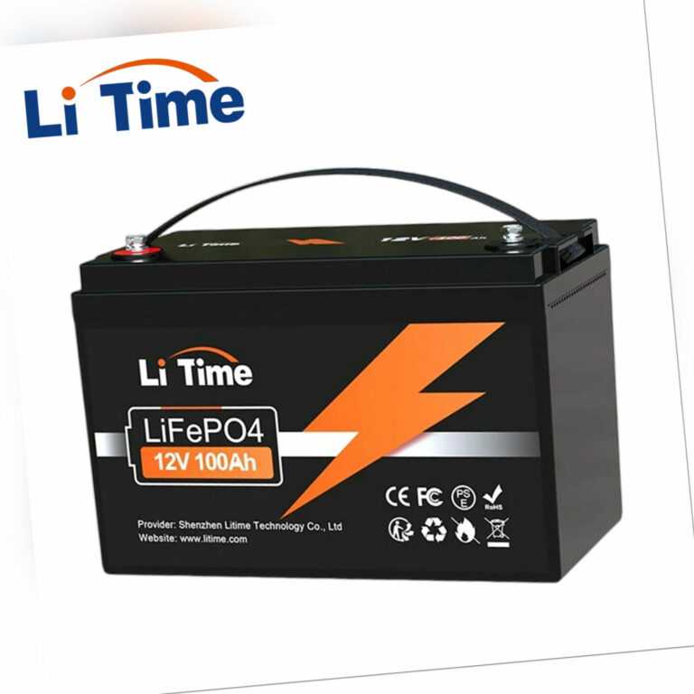 LiTime LiFePO4 Akku 12V 100Ah Lithium Batterie 4000 Zyklen für Wohnmobile Solar