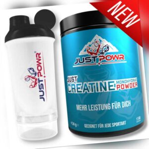 Creatin Monohydrat Pulver 450g + ProteinShaker 500+100ml | 100% Kreatin Creatine