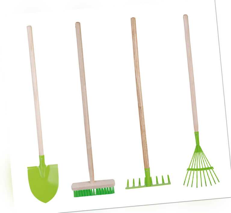 Gartengeräte Set Kinder Gartenwerkzeug Schaufel Besen Harke Rechen Laubrechen 4x