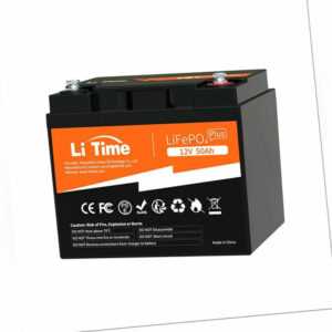 LiTime 12V 50Ah LiFePO4 Lithium Batterie 640W für Wohnmobile Solaranlage Boot