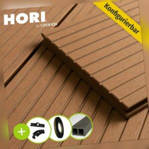 HORI WPC Terrassendielen Komplettset Massiv Holz Diele Braun Komplettbausatz UK