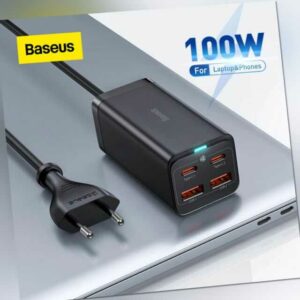 Baseus 100W GaN Ladegerät QC4.0 PD Schnell Netzteit USB C Desktop Ladestation