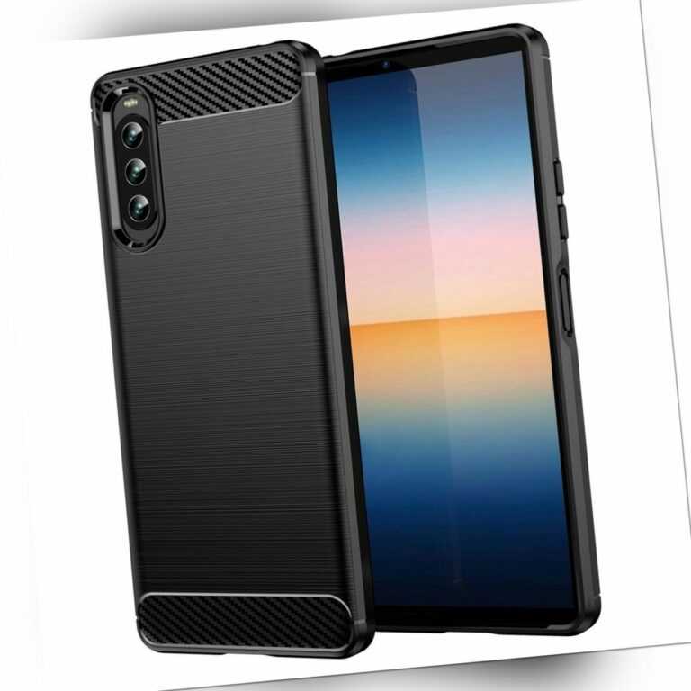 Hülle für Sony Xperia 10 IV Handy Cover Silikon Case Tasche Bumper Carbonfarben