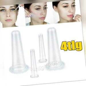 4tlg Silikon Gesicht Schröpfen Schröpfgläser Vakuum Schröpfkopf Massage Cup DE
