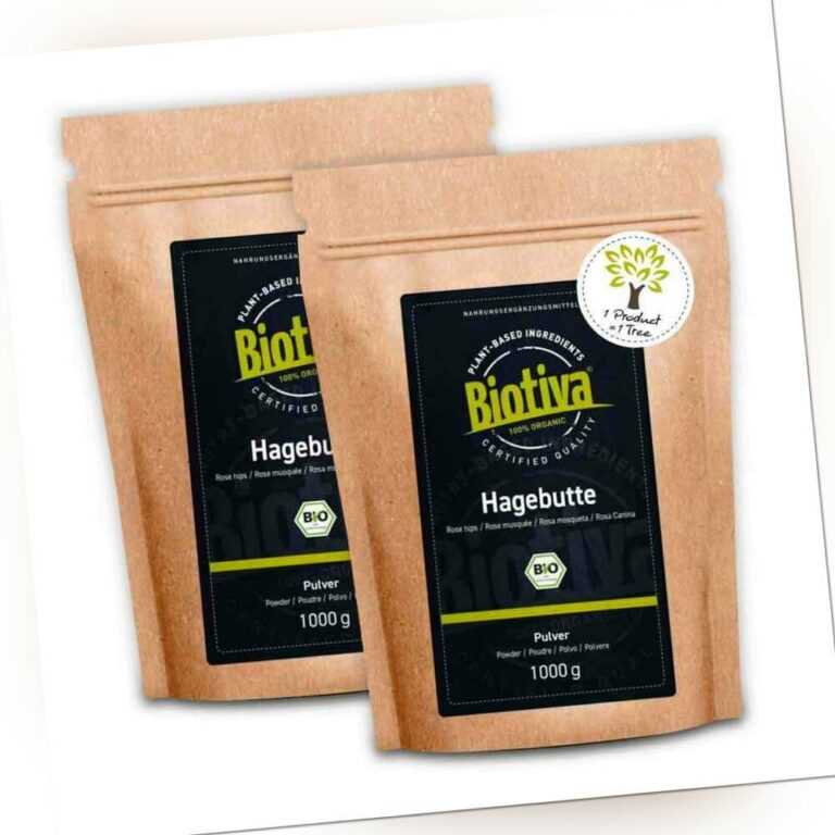 Hagebutten Pulver Bio 2kg (2x1000g) Biotiva (13,50 EUR/kg)