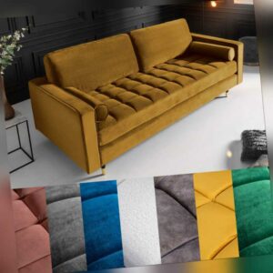 Design Sofa COZY VELVET 220cm Samt Federkern 3er-Sofa Federkern Couch mit Kissen