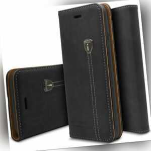 ECHT LEDER HANDYTASCHE SCHUTZ HÜLLE WALLET BOOK FLIP MAGNET ETUI CASE HANDYHÜLLE