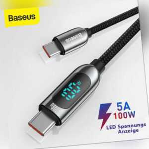 Baseus 2X 100W USB C Kabel LED Intelligent Schnell Ladekabel Für Samsung Macbook